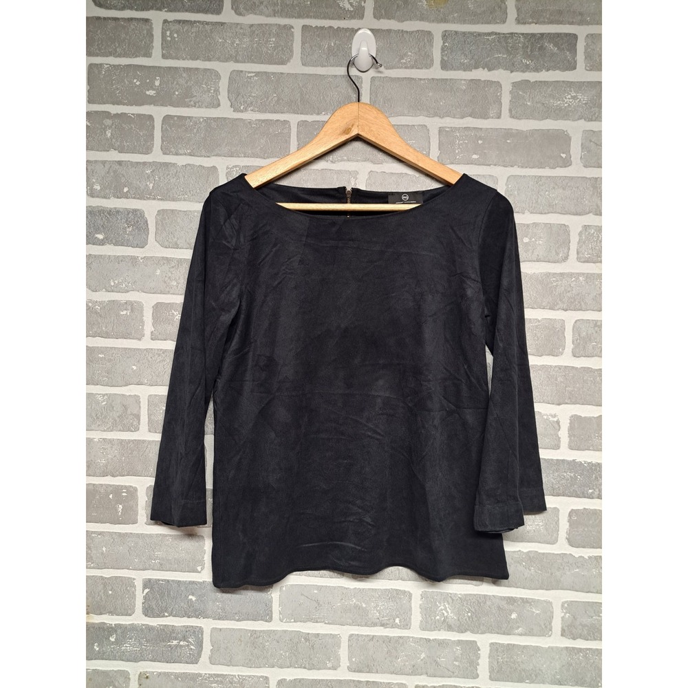 Adriano Goldschmied Women Gamuza Black  3/4 Bell Sleeve Top‎ Size Small Zip Back